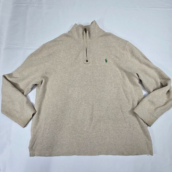 Polo Ralph Lauren Men's Beige Quarter Zip Pullover Sweater Size 2XL - Picture 1 of 12